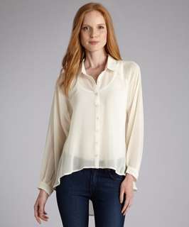 Romeo & Juliet Couture cream chiffon lace back cutout blouse