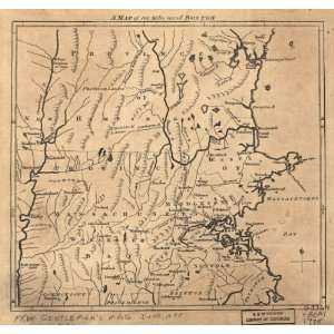   1775 American Revelution map 100 miles around Boston