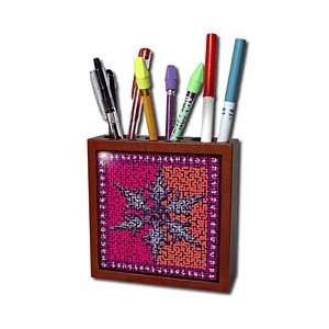   Large Snowflake Tile Shade of Red   Tile Pen Holders 5 inch tile pen