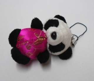 Plush Chinese Custom Panda Cell Phone Charm Pink  