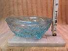 Vintage Carnival Glass Oval Fruit Basket Bowl Wicker Handle Turquoise 