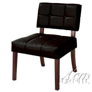  Accent Chair with Button Tufted in Black Leatherette