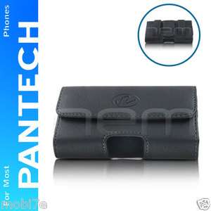 BLACK PREMIUM LEATHER POUCH CASE FOR PANTECH PHONES COVER WITH BELT 