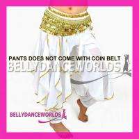 HOT* BELLY DANCE COSTUME HAREM PANTS GOLD TRIMS 10 CLR  