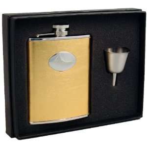   Leather Stainless Steel 6oz Liquor Hip Flask Gift Set