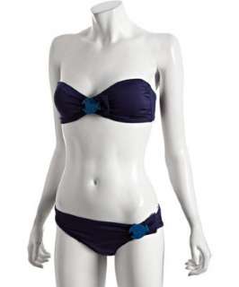 style #312102401 twilight blue Shined Up fish clasp bandeau bikini