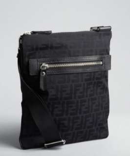 Fendi black zucca canvas messenger bag  