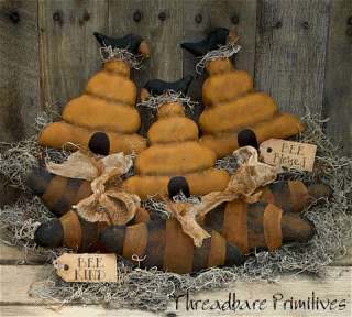 PATTERN Primitive Bee Hive Crow and Bee Ornies Doll  