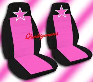 COOL SET OF WHITE PINK STAR ON BLK PINK CAR SEAT COVERS  
