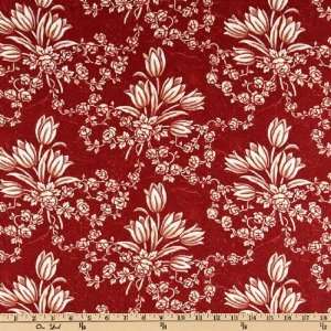   of Honor Large Florals Red Fabric By The Yard Arts, Crafts & Sewing