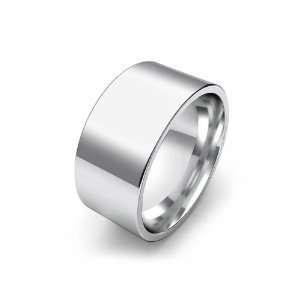   Mens Flat Wedding Band 10mm Comfort Fit Platinum Ring (7.5) Jewelry