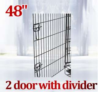 48 2 Doors Large Folding Dog Pet Crate Cage Kennel with Divider High 