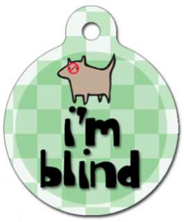 BLIND   Pet ID Tag   Custom Text   Dog Cat  