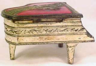 Exquisite Occupied Japan SPARROW & MUSIC GRAND PIANO TRINKET BOX