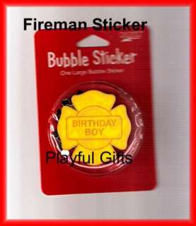 Fireman Birthday Boy Bubble Badge Sticker  
