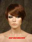 Pixie Style Short Wig Wig with Swoop Bangs in Auburn/Brown Mix #30/4HC