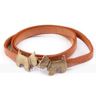   Kiss Dog Buckle Faux Leather adjustable Thin Belt Waistband  