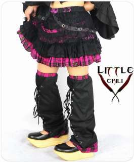 Visual Punk Gothic NANA Plaid Skirt+Leg warmer Pink M  