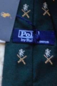Ralph Lauren mens polo tie silk green lions silver gold nwt $105 