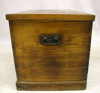 ANTIQUE CHEST CAMPAIGN MILITARY SOLID ELM BLANKET BOX 19TH CENTURY 