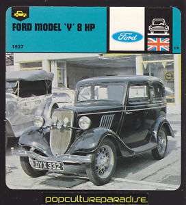 1937 FORD MODEL Y 8 HP Car Picture 1978 AUTO RALLY CARD  
