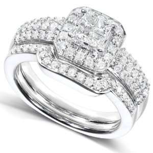 Carat TW Princess Diamond Engagement Ring and Wedding Band Set in 