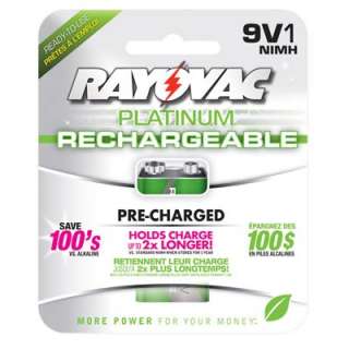 Rayovac PL1604 1 Platinum 9V Rechargeable Battery NiMH  