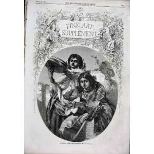  Spanish Ministrels By Phillips Fine Art 1856 Old Print 