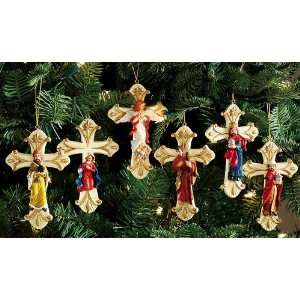  6 Pc. Nativity Cross Ornaments Set by Winston Brands Toys 