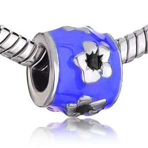   Blue Drip Flower Beads Fits Pandora Charm Bracelet Pugster Jewelry