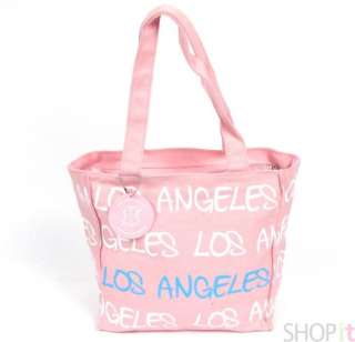 NWT Robin Ruth Los Angeles Pink Canvas Tote Bag Handbag  