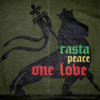   LOVE New Reggae Judah Lion Roots Irie Dub T Shirt M Dark Green  