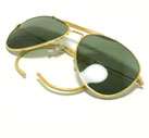 vintage aviator sunglasses gold metal frame with rounded wire ear