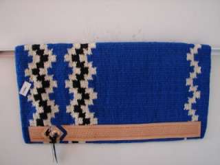 BLUE Show Western Saddle Blanket / Pad 36x34 NZ Wool  