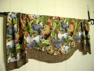 FRENCH~COUNTRY~Hens&Roosters~W/check~ROOSTER~VALANCE  