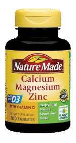 100 Nature Made Calcium Magnesium Zinc D3 Vitamins Tablets Dietary 
