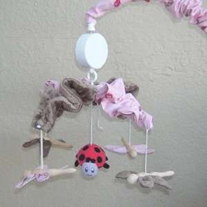  Pink Ladybugs and Dragonflies Musical Mobile Baby
