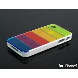 Rainbow Hard Plastic Protective Skin Case Slim Fit with White Border 