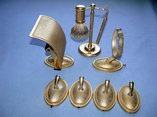 Nine Piece Brass Bathroom & Shaving Accessories Lot  