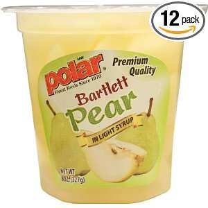 MW Polar Foods Slice Pear Fruit Cup in Light Syrup with Spork, 8 Ounce 