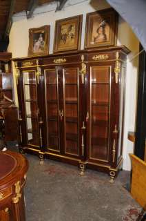 French Empire Breakfront Bookcase Cabinet Furniture  