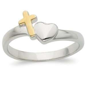    Sterling Silver Two Tone Cross Purity Ring, Size 11 Jewelry
