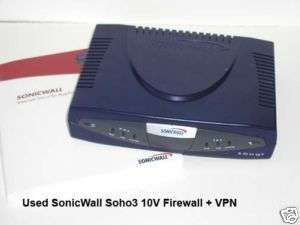 SonicWall SOHO3 10V Firewall Router Used  