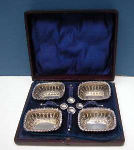 English Hallmarked Sterling Set of open salts & spoons  