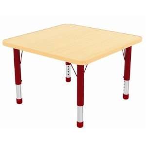 Laminate Preschool Table in Maple Edge Banding Maple, Leg Color Red 