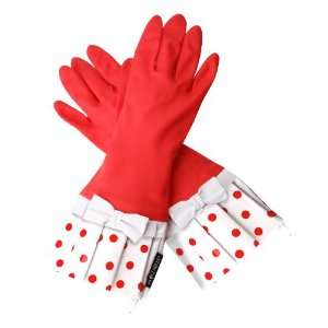   Red Gloves with Red Polka Dot and White Bow 