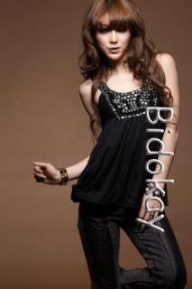 H337 New women shiny paillette black strapless Top vest  
