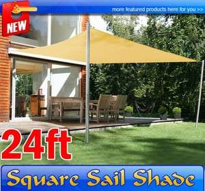 New 24 FT Square Sun Sail Shade Canopy Outdoor Patio Garden Sand 