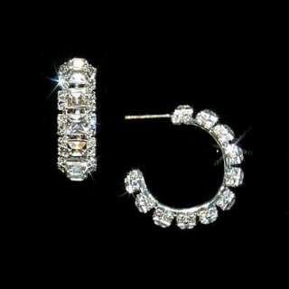 30mm Princess Cut Swarovski Crystal Hoop Post Earrings  