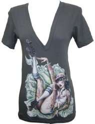 Womens Skate or Die by Tyson McAdoo Roller Derby Deep V Neck Tee 